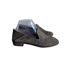 Lucky Brand Cahill Leopard Print Flats Size 8 Leather Cheetah Animal Print